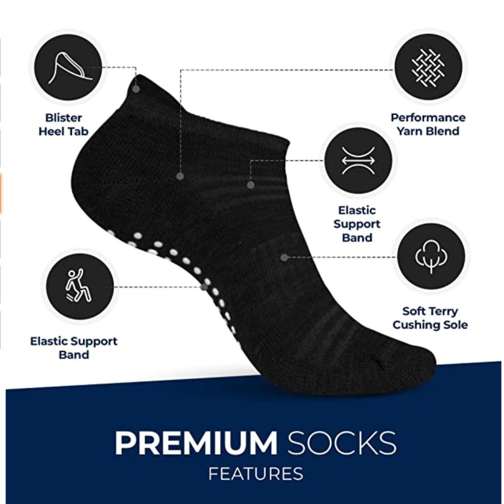 Pembrook Grip Socks - Non Slip/skid, 6 pairs